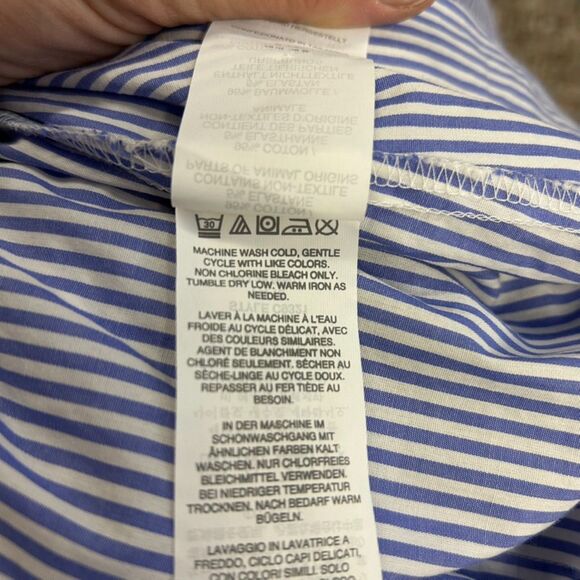 J. Crew Blue White Striped Cotton Poplin Hidden Button Signature Fit Shirt Sz 8 - Picture 14 of 15